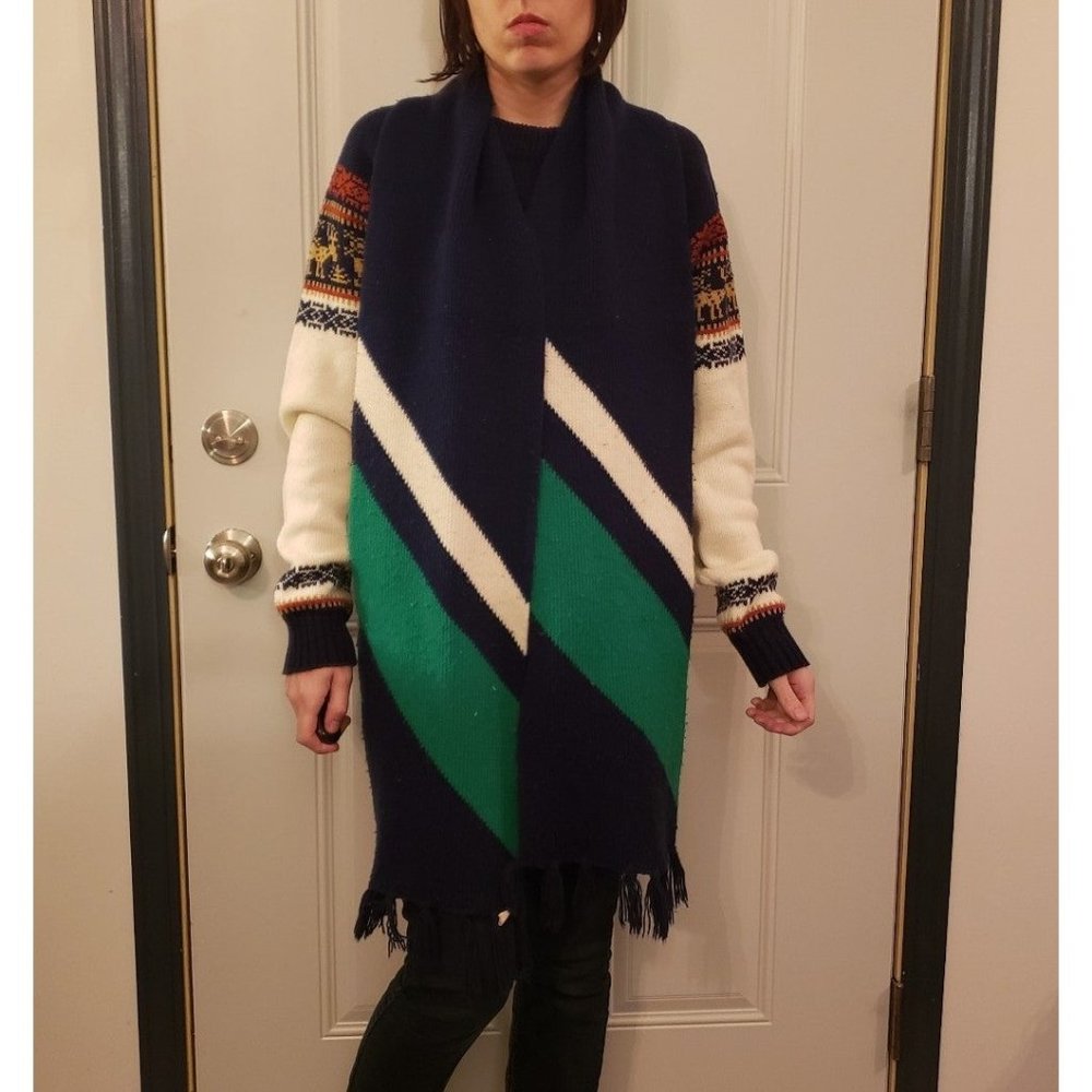 70s Blue Green and White Scarf